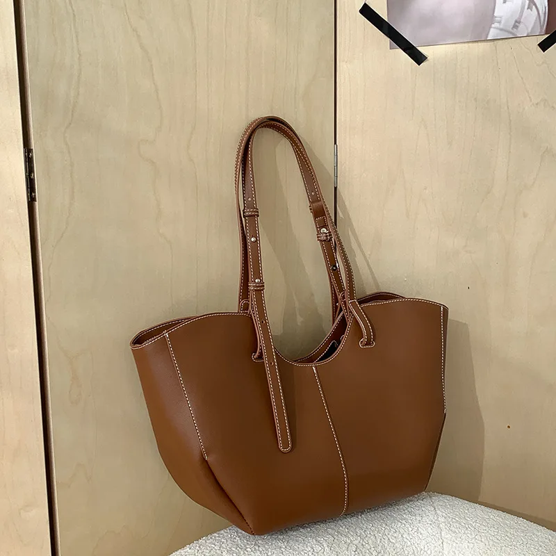 Luxury Bags Tote - ヴィンテージ女性用ハンドバッグ 大容量ポータブルショッピングショルダーバッグ 高級PUレザー レディース通勤用アンダーアームトートバッグ ボルサ