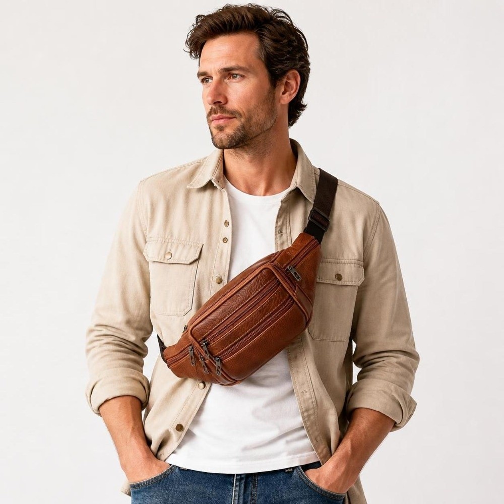 高級多ポケットレザーファニーパック、レザーベルトループデザイ - Luxury Bags Leather のレビューと価格