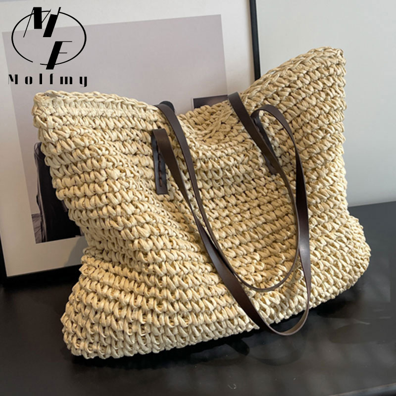 麦わら織りトートバッグ カジュアル 大容量 高級感 デザイン - Luxury Bags Tote のレビューと価格