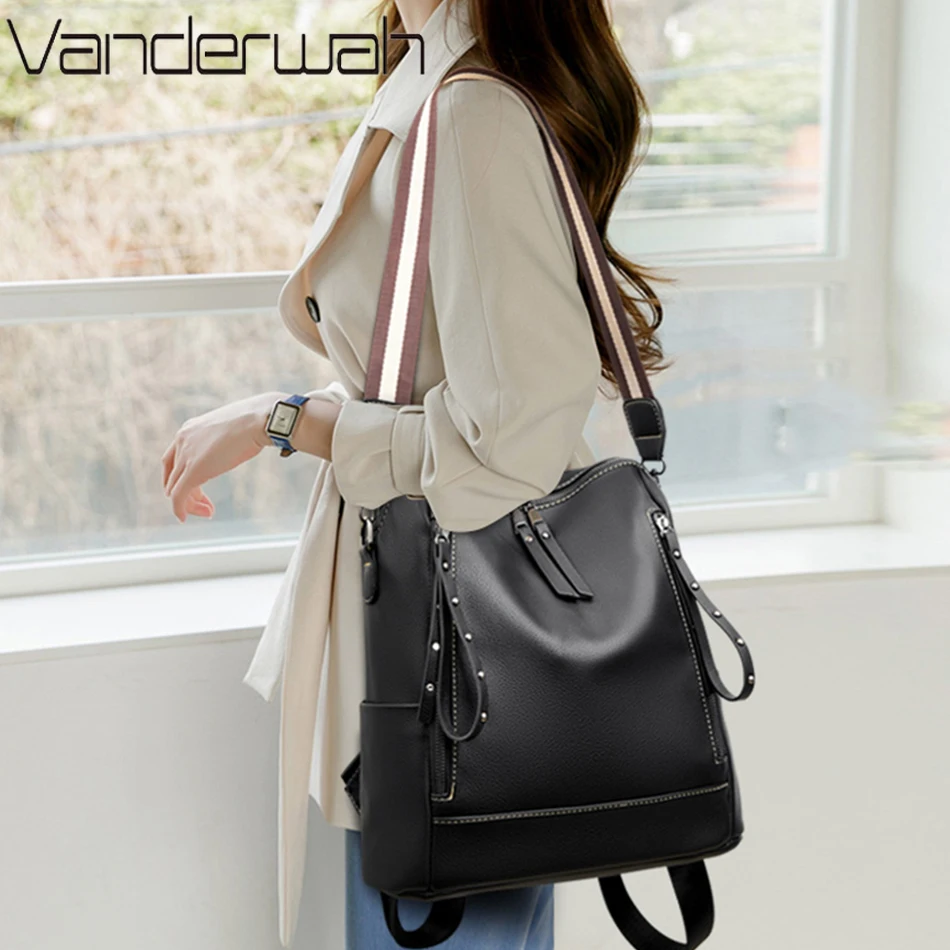 デラックスブランドのソフトレザーバックパック,防水,プレッピ - Luxury Bags Leather のレビューと価格